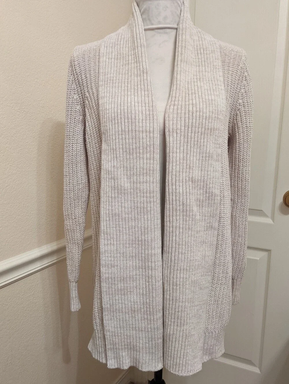 Old Navy Cardicoat Sweater Wheat Open Front Cotton Blend Size Large